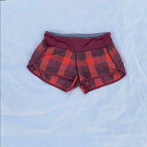 Lululemon Red Plaid Pattern Running shorts